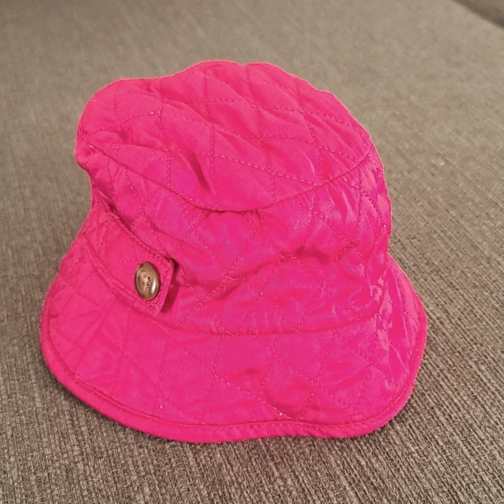 BABY GAP Quilted Cargo Bucket Hat Infant Baby Girl 6-12 mo Fuscia Dark Pink
